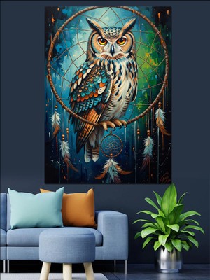 Karizma Tablo Düş Kapanı Içinde Bilge Baykuş Dekoratif Kanvas - Mdf Ahşap Tablo