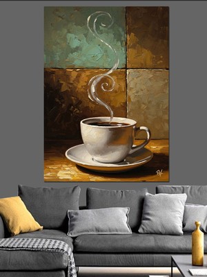 Karizma Tablo Buharı Tüten Kahve Fincanı Yakın Dekoratif Kanvas - Mdf Ahşap Tablo