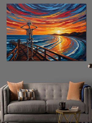 Karizma Tablo Gün Batımında Iskelede Meditasyon Dekoratif Kanvas - Mdf Ahşap Tablo
