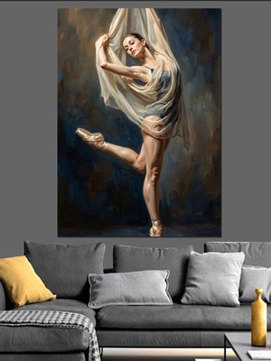 Karizma Tablo Beyaz Kumaşlar Içinde Dans Eden Kadın Dekoratif Kanvas - Mdf Ahşap Tablo