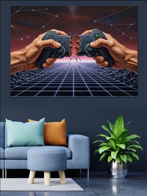 Karizma Tablo Parçalanmış Oyun Konsolu Kolları Soyut Dekoratif Kanvas - Mdf Ahşap Tablo