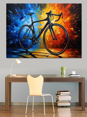 Karizma Tablo Ateş ve Buz Temalı Bisiklet Tablosu Dekoratif Kanvas - Mdf Ahşap Tablo