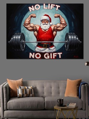 Karizma Tablo Halter Kaldıran Güçlü Noel Baba Dekoratif Kanvas - Mdf Ahşap Tablo