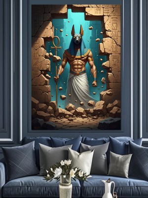 Karizma Tablo Duvardan Çıkan Mistik Tanrı Figürü Dekoratif Kanvas - Mdf Ahşap Tablo