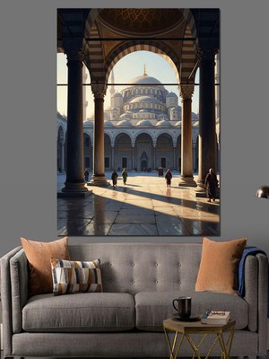 Karizma Tablo Cami Avlusundan Tarihi Istanbul Görünümü Dekoratif Kanvas - Mdf Ahşap Tablo