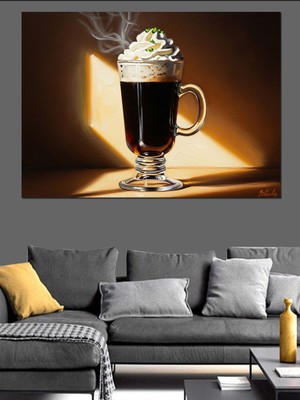 Karizma Tablo Bol Köpüklü Sıcak Kahve Keyfi Dekoratif Kanvas - Mdf Ahşap Tablo