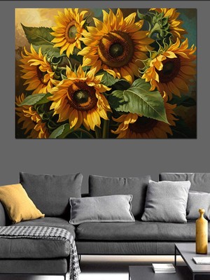 Karizma Tablo Güneş Işığında Dev Ayçiçekleri Tablosu Dekoratif Kanvas - Mdf Ahşap Tablo