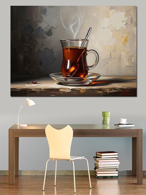 Karizma Tablo Ince Belli Bardakta Tavşan Kanı Çay Dekoratif Kanvas - Mdf Ahşap Tablo