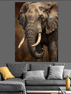 Karizma Tablo Detaylı Afrika Fili Gövde Portresi Dekoratif Kanvas - Mdf Ahşap Tablo