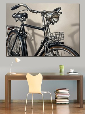 Karizma Tablo Siyah Klasik Şehir Bisikleti Dekoratif Kanvas - Mdf Ahşap Tablo