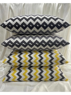 Voddi 4 Adet Fermuarlı,desenli | 50X70 cm Yastık Kılıfı | %70 Pamuk | Overlok Dikim