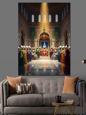 Karizma Tablo Sarayda Taht Odası ve Topluluk Dekoratif Kanvas - Mdf Ahşap Tablo