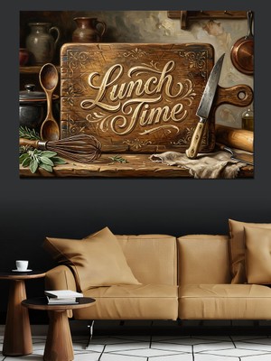 Karizma Tablo Öğle Yemeği Zamanı Mutfak Panosu Dekoratif Kanvas - Mdf Ahşap Tablo