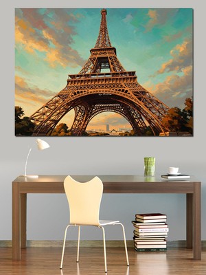 Karizma Tablo Bulutlar Arasında Dev Eyfel Kulesi Dekoratif Kanvas - Mdf Ahşap Tablo
