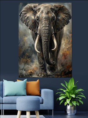 Karizma Tablo Vahşi Doğanın Görkemli Fil Portresi Dekoratif Kanvas - Mdf Ahşap Tablo