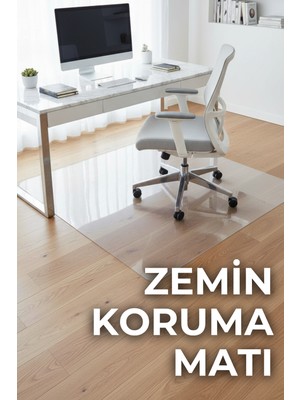Florone Carpet Tiles Şeffaf Sandalye Altı Zemin Koruma Paspası | Parke ve Halı Koruyucu Ofis Matı 115×135 cm