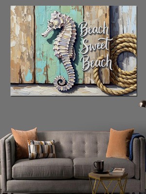 Karizma Tablo Sahil Tatlı Sahil Denizatı Tasarımı Dekoratif Kanvas - Mdf Ahşap Tablo