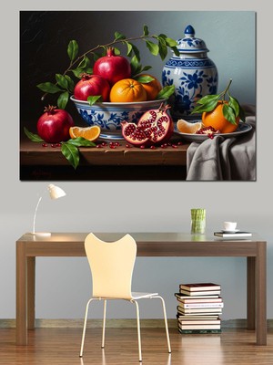 Karizma Tablo Masada Meyveler ve Antik Vazo Dekoratif Kanvas - Mdf Ahşap Tablo