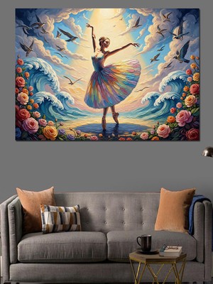 Karizma Tablo Bulutlar Üzerinde Dans Eden Balerin Dekoratif Kanvas - Mdf Ahşap Tablo