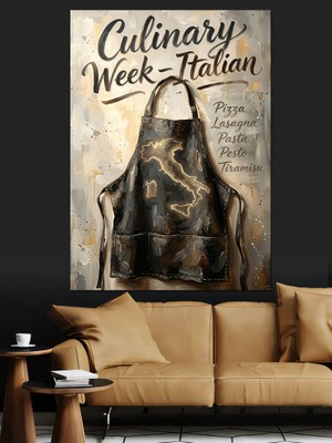 Karizma Tablo Culinary Week Italian Mutfak Önlüğü Dekoratif Kanvas - Mdf Ahşap Tablo