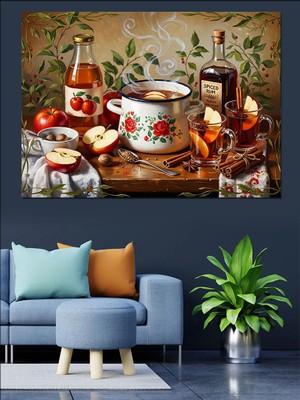 Karizma Tablo Masada Meyve ve Içecek Sunumu Dekoratif Kanvas - Mdf Ahşap Tablo