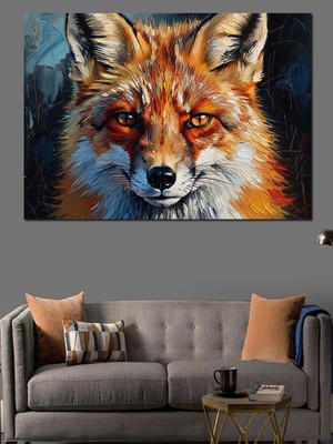 Karizma Tablo Yakın Çekim Detaylı Kızıl Tilki Dekoratif Kanvas - Mdf Ahşap Tablo