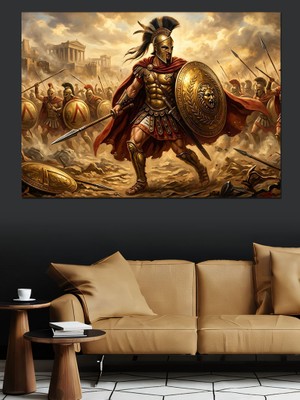 Karizma Tablo Antik Zırhlı ve Miğferli Savaşçı Dekoratif Kanvas - Mdf Ahşap Tablo