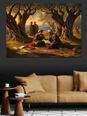 Karizma Tablo Ormanda Sohbet Eden Bilge Adamlar Dekoratif Kanvas - Mdf Ahşap Tablo