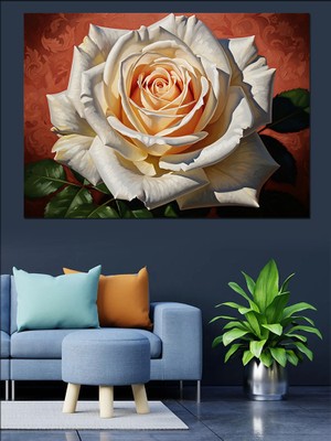 Karizma Tablo Beyaz Gül Yakın Çekim Tablosu Dekoratif Kanvas - Mdf Ahşap Tablo