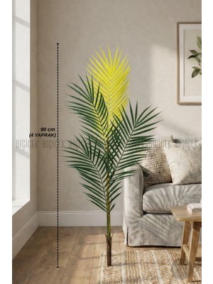 Biçiçek Yedek Areka Dalı 90CM 4 Yaprak ve 1kg Dekoratif Taş