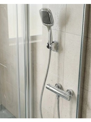 İlkyaz Fashion Siyah Duş Başlığı Seti Spiral Hortumlu El Duşu ve Duvar Askısı Banyo Seti ILKYZHB-RS3455