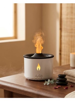 Store Mania Ieg™ Ultrasonik Uçucu Yağ Difüzörü Alev Görünümlü Ortam Nemlendirici