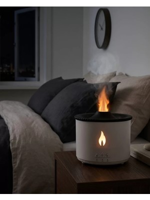 Store Mania Ieg™ Alev ve Volkan Efektli Ultrasonik Aroma Difüzörü LED Gece Lambalı Hava Nemlendirici