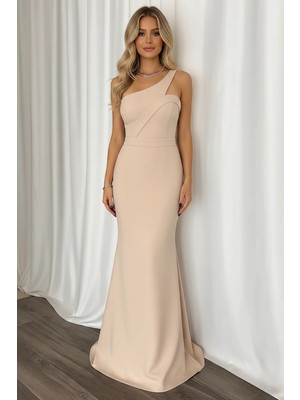 Infivento Kadın Scuba Kumaş Çapraz Yaka Askı Balık Elbise Abiye