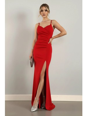 Infivento Kadın Scuba Kumaş Maxi Boy Abiye Elbise