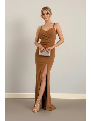 Infivento Kadın Scuba Kumaş Maxi Boy Abiye Elbise