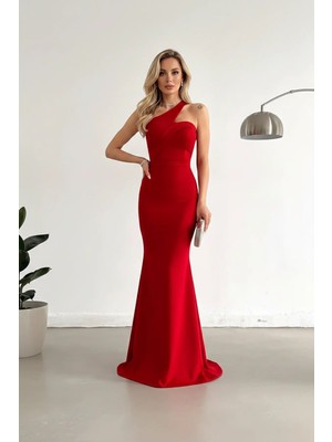 Infivento Kadın Scuba Kumaş Çapraz Yaka Askı Balık Elbise Abiye