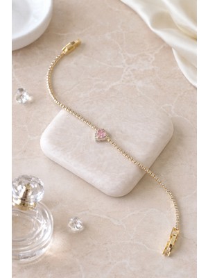 Vipfoni Zirkon Taşlı Su Yolu Kalp Detaylı Pırlanta Model Bileklik