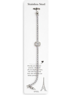 Vipfoni Baget Taş Detaylı Zirkon Taşlı Su Yolu Çelik Bileklik