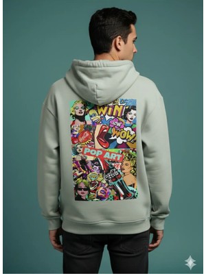 Lenithra Pop Art Coca Cola Sırt Baskılı Unisex Oversize Hoodie
