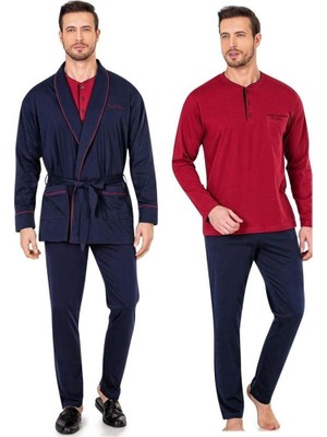 Pierre Cardin 5605 3'lü Röpteşambır Pijama Seti - Lacivert