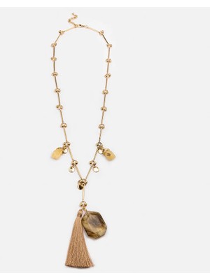 İpekyol Karma taşlı püsküllü kolye  IS1260051096265