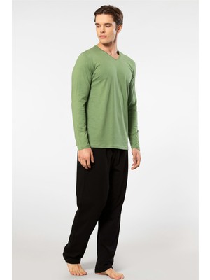 Cacharel Erkek Uzun Kollu Modal Pijama Takım 2237/YEŞIL