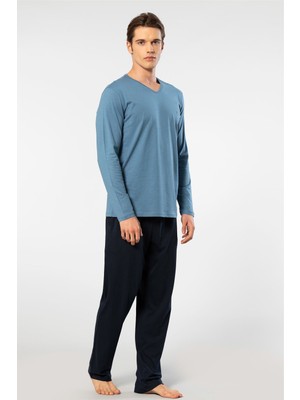 Cacharel Erkek Uzun Kollu Modal Pijama Takımı 2237/İNDIGO