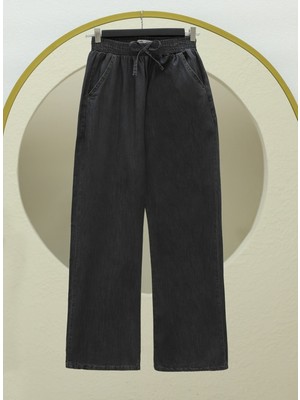 Modamorfo Beli Lastikli Cepli Bol Paça Kot Pantolon        -Antrasit