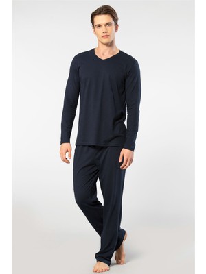 Cacharel Erkek Uzun Kollu Modal Pijama Takım 2237/LACIVERT