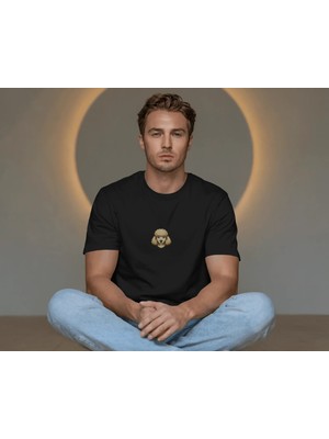 Muhtar Store Poodle Köpek Baskılı Unisex Oversize Tişört – Minimal Kıvırcık Poodle Tasarım