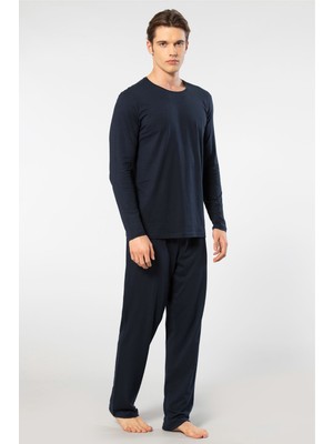 Cacharel Erkek Bisiklet Yaka Uzun Kollu Modal Pijama Takımı 2244/LACIVERT