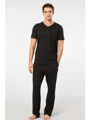 Cacharel 2192/SIYAH Erkek Kısa Kollu Modal Pijama Takımı