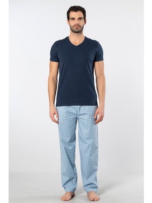 Cacharel Erkek Dokuma Pijama Takımı 2238/MAVI 2